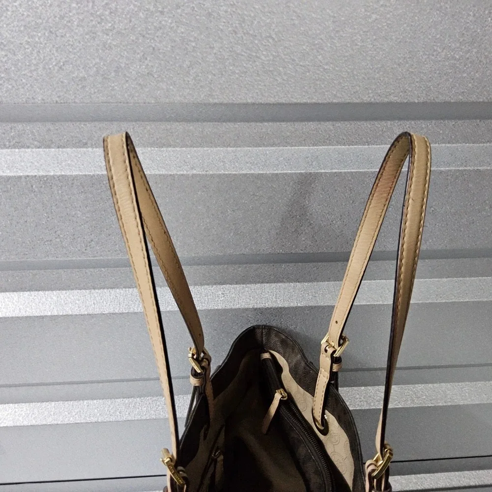 Michael Kors Tote Bag Purse Satchel Brown Signature Print Shoulder Bag - Picture 6 of 16